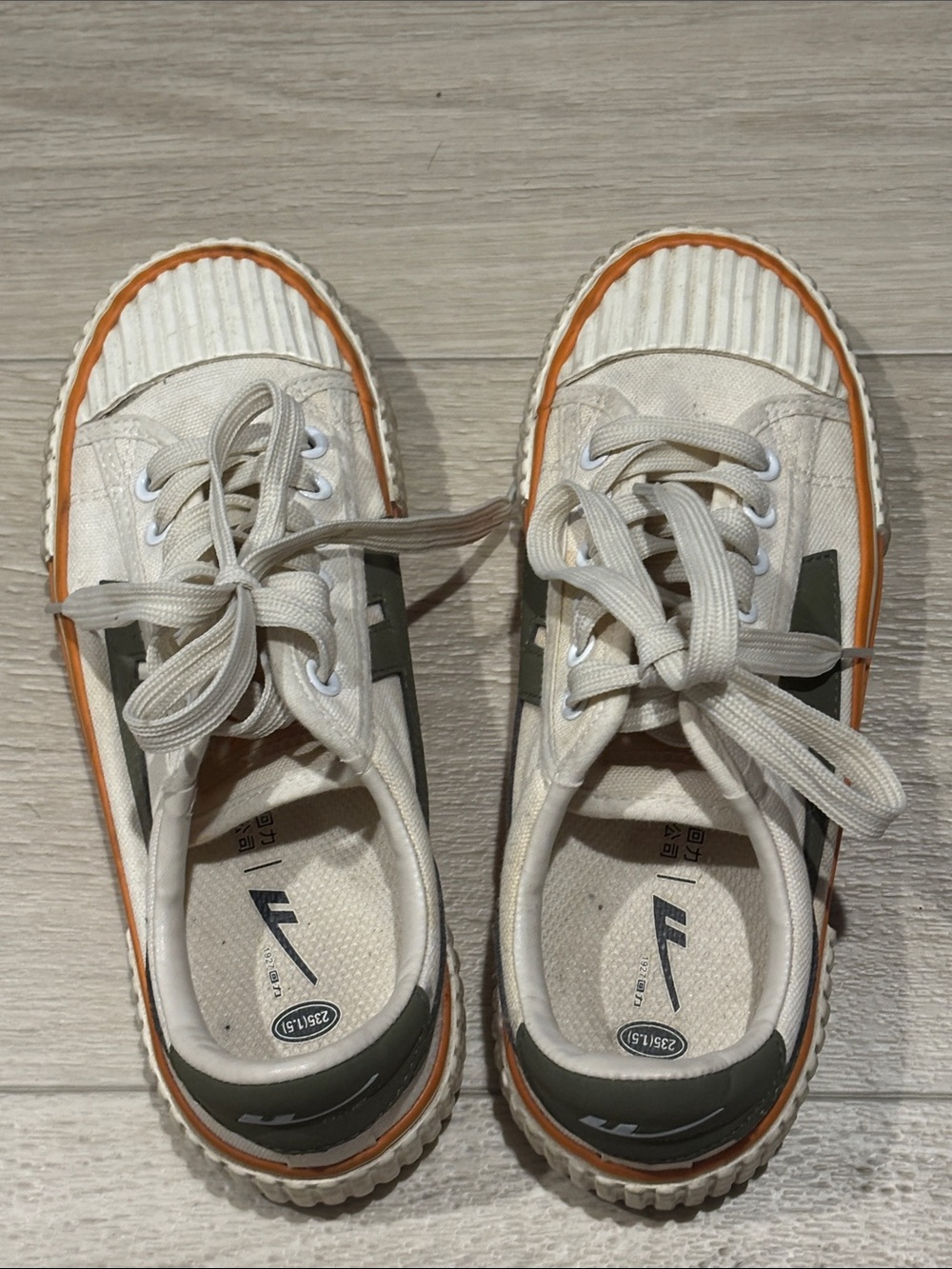 Women’s Canvas Sneakers 37 Olive Green Orange